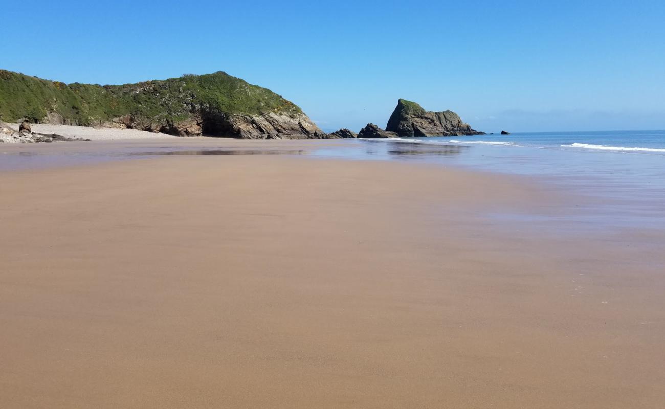 Photo de Monkstone beach avec sable lumineux de surface