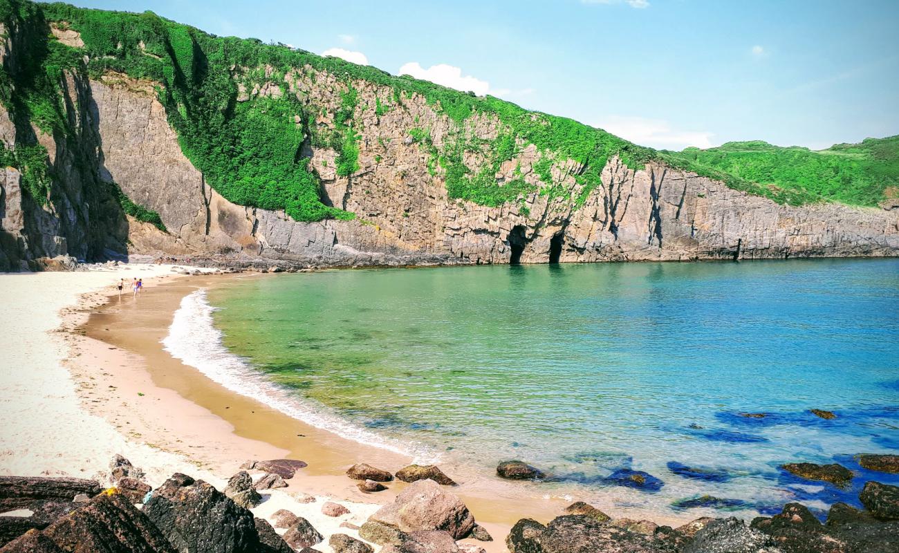 Photo de Skrinkle Haven beach avec sable beige de surface