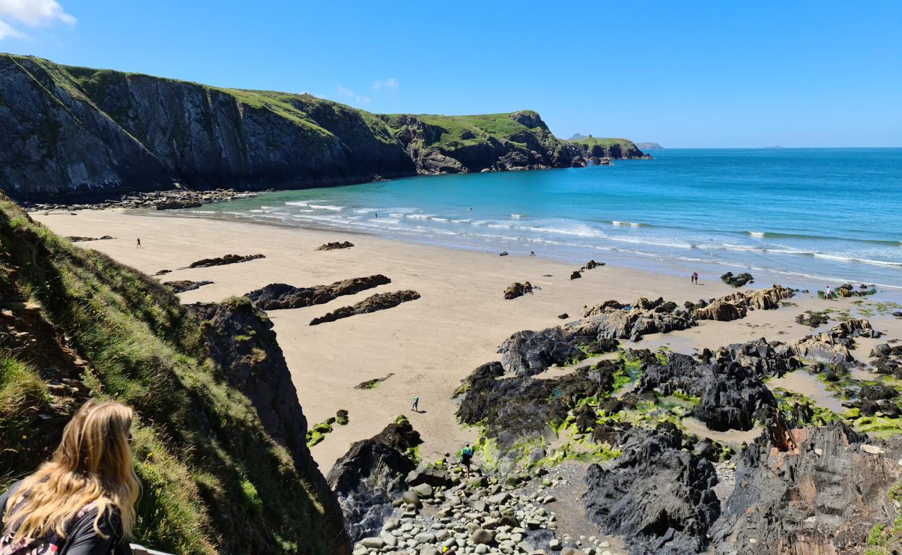 Photo de Traeth Llyfn avec sable lumineux de surface