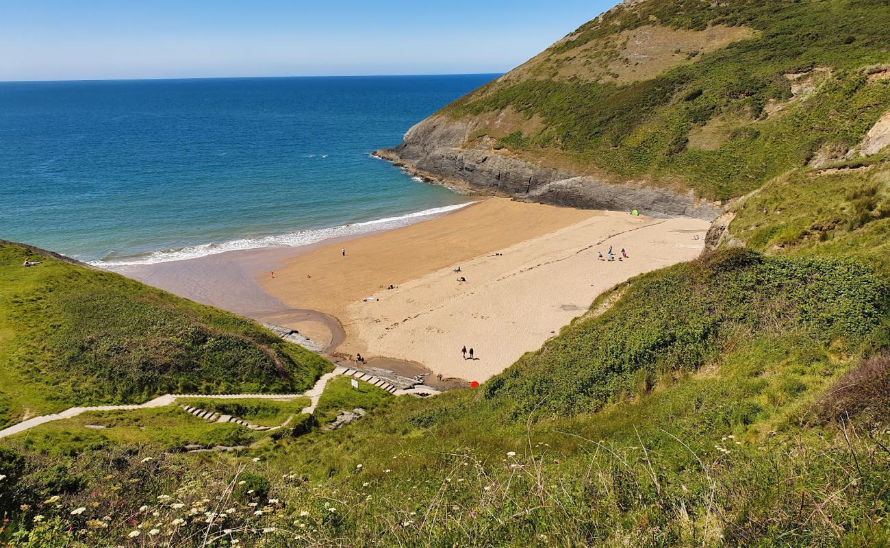 Photo de Plage de Mwnt avec sable brun de surface