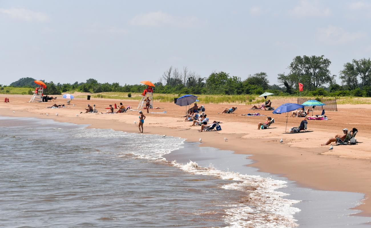 Photo de New Dorp Beach avec sable brun de surface
