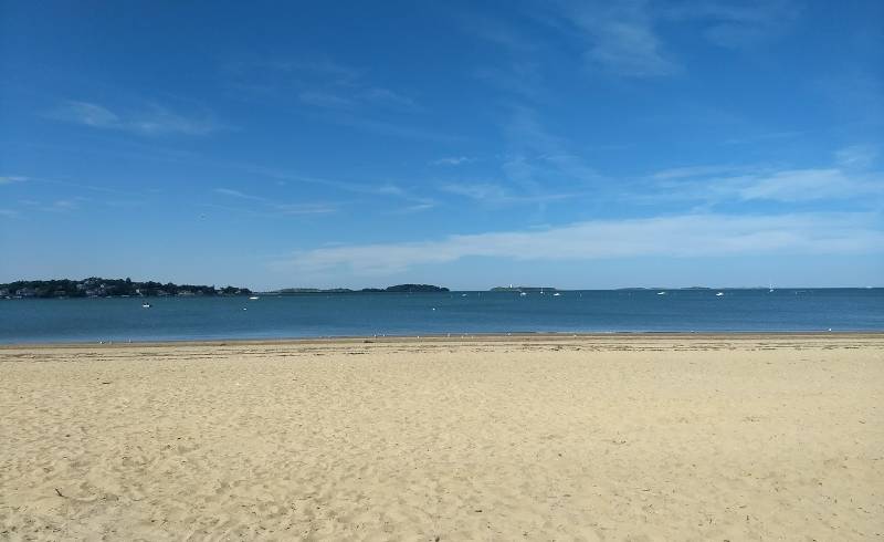 Photo de Wollaston beach avec sable beige & galets de surface