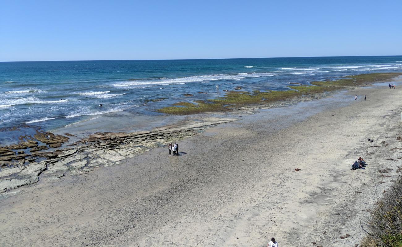 Photo de San Elijo beach avec sable beige & pierres de surface