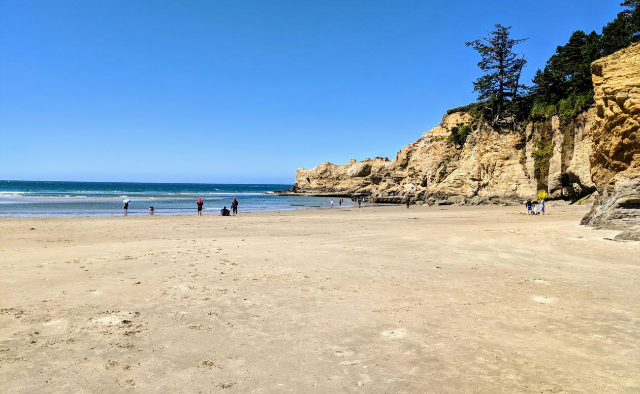 Photo de Otter Crest Beach avec sable beige de surface