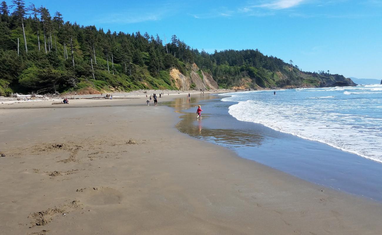 Photo de Crescent Beach avec sable lumineux de surface