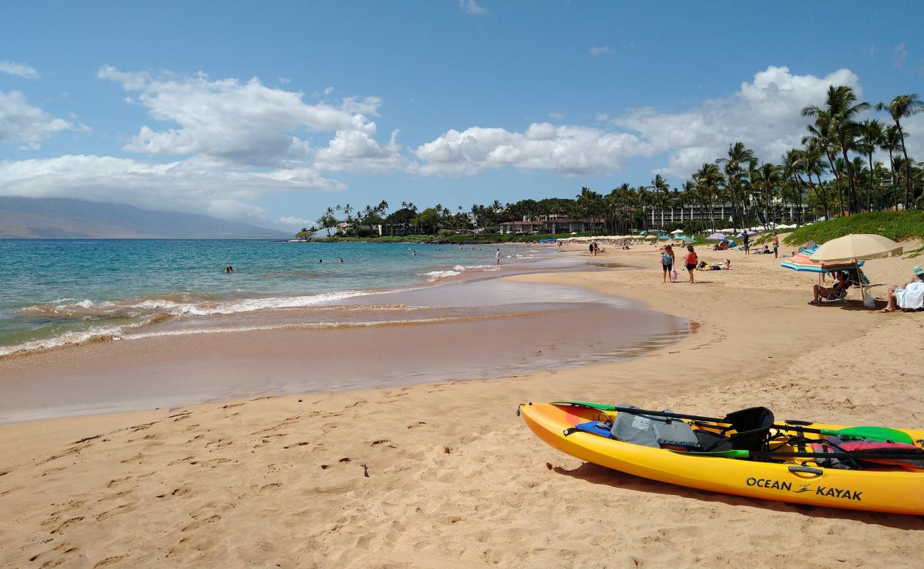 Photo de Plage de Wailea avec sable fin et lumineux de surface