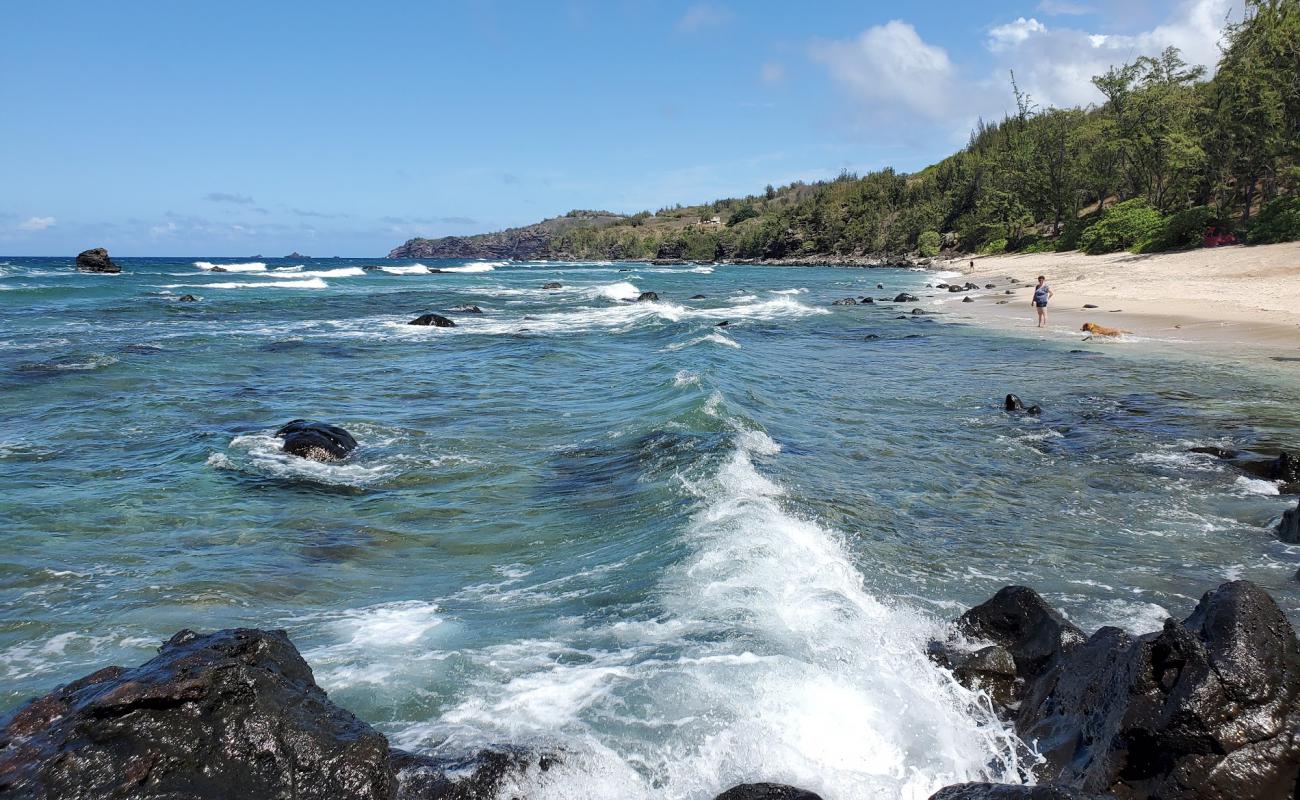 Photo de Punalau Beach avec sable beige & pierres de surface