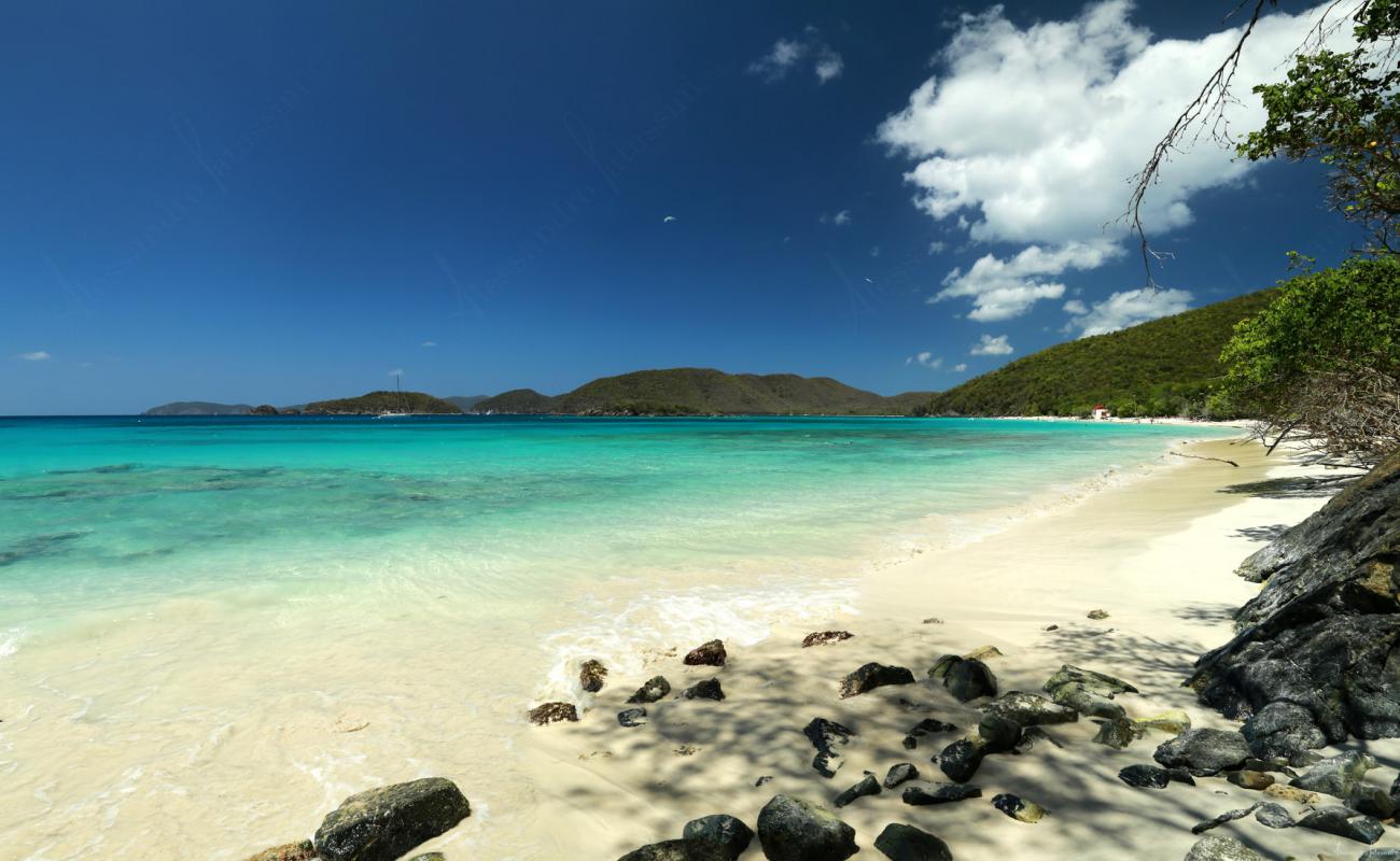 Photo de Peter Bay beach avec sable fin et lumineux de surface